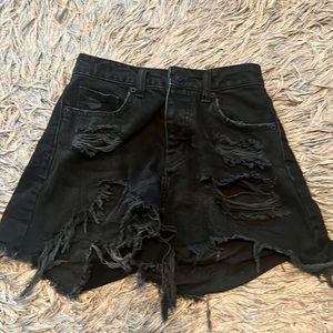 High Waisted Distressed Jean Shorts